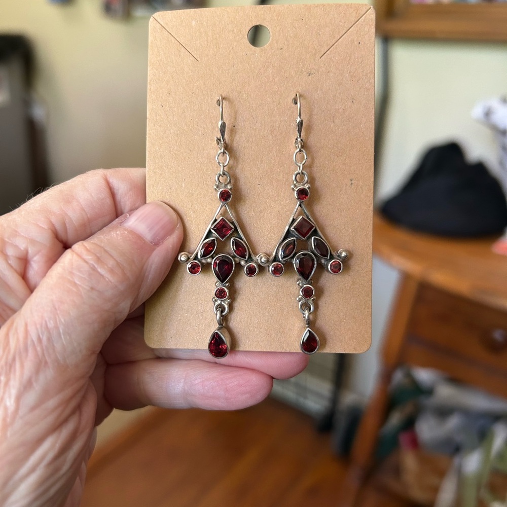 Vintage Sterling Silver and Garnet Earrings